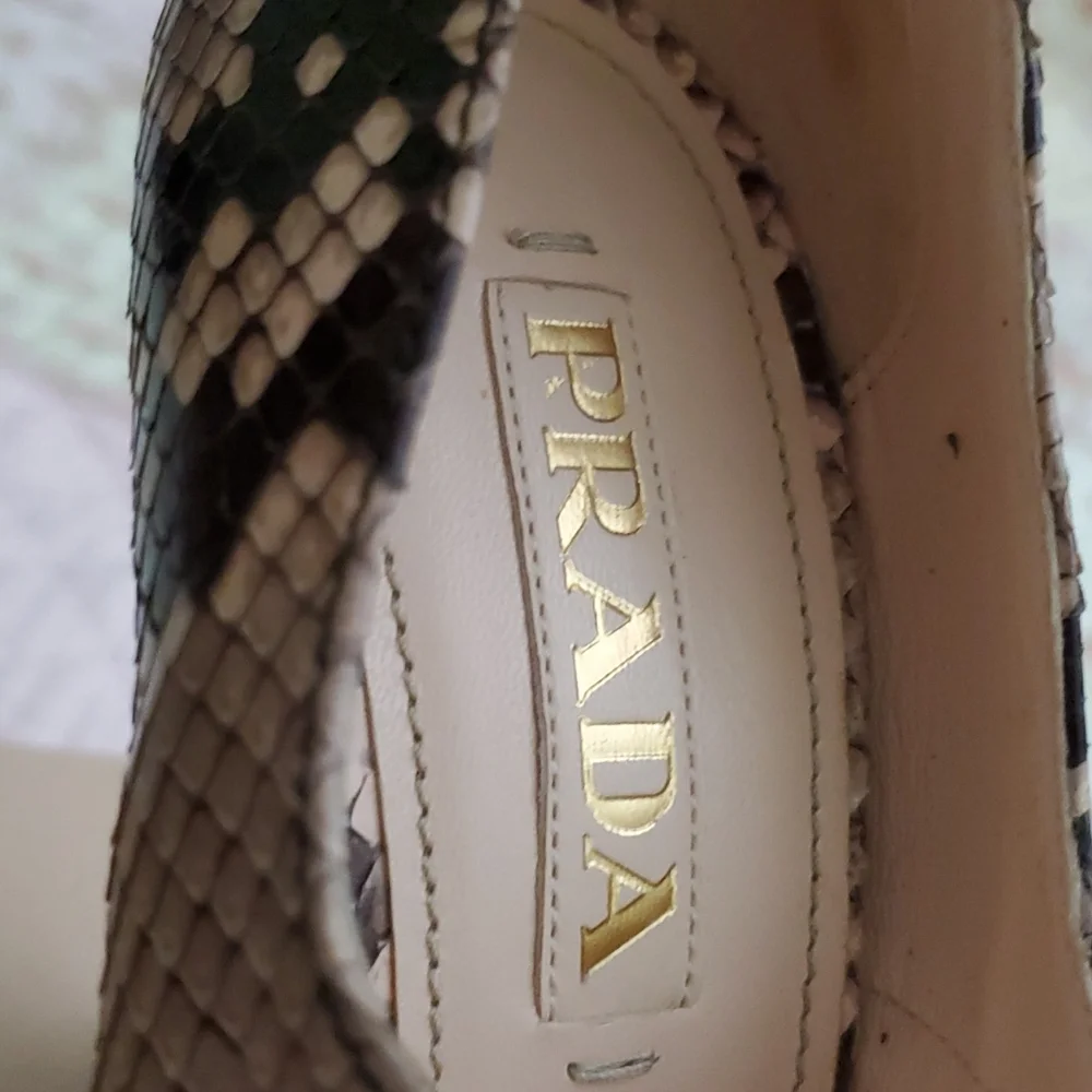 Prada python ankle strap marry jane pumps Calzature Donna Cipria button hot 37 7 - Picture 12 of 17